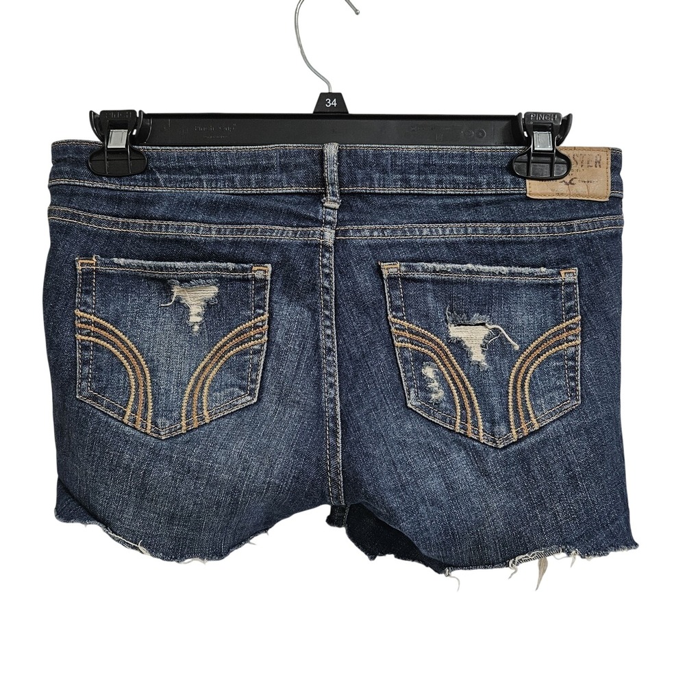 Hollister Low Rise Cut Off Jean Shorts Womens 7/28 Blue Distressed Denim Boho